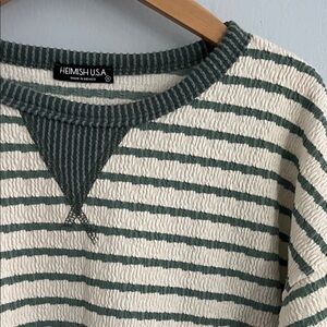 Textured Knit Striped Tunic Tee